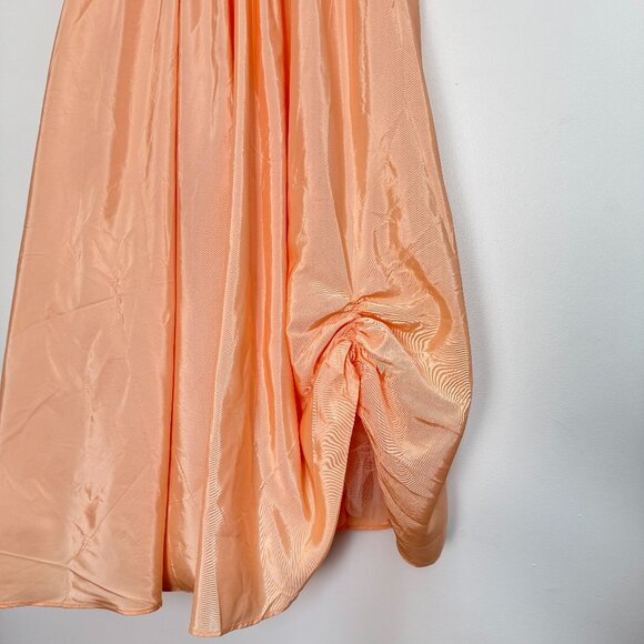 1980s vintage NINA WILLS peach satin prom gown - Size S - Picture 2 of 12